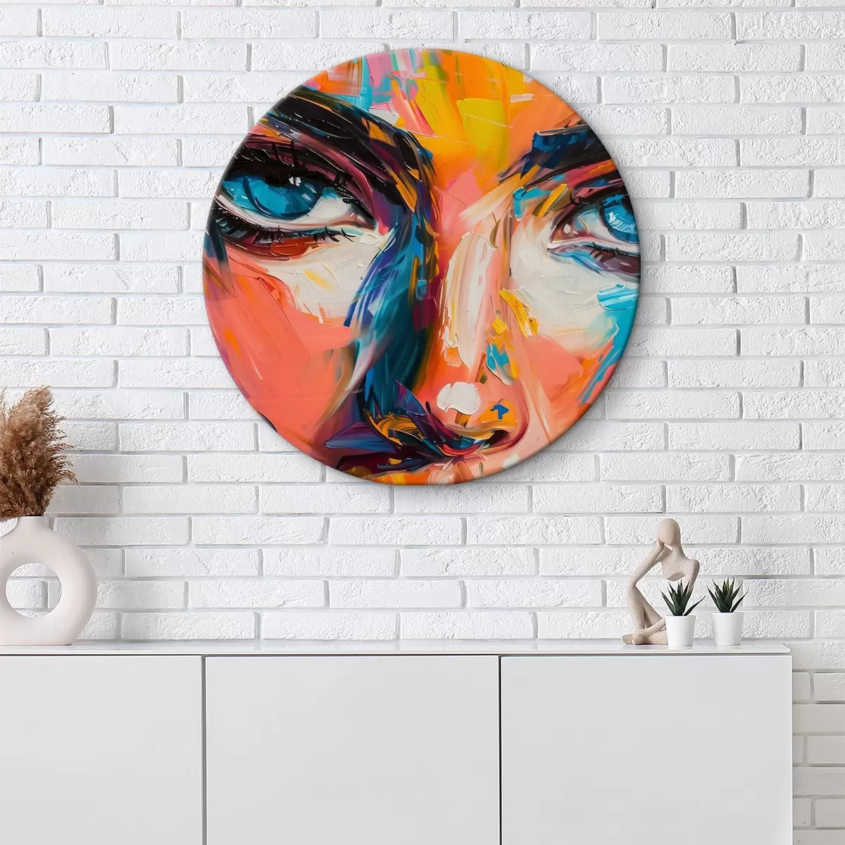 Quadri rotondi Volto di ragazza a colori r39883