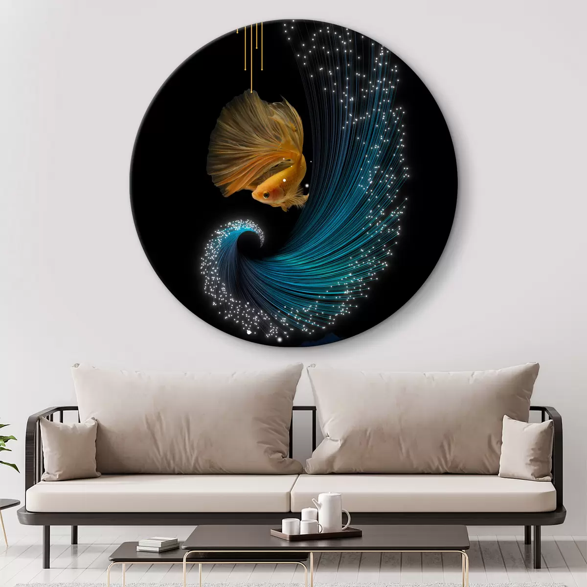 Quadri rotondi Pesce in uno spazio astratto r02874