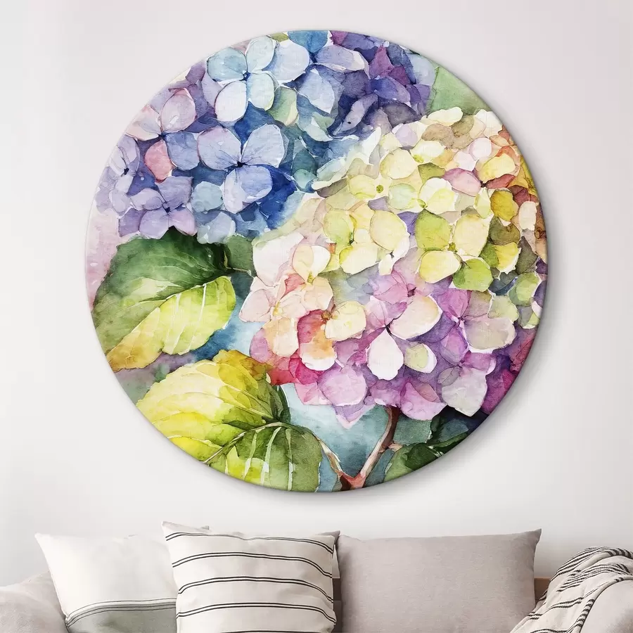carta da parati Acquerello di ortensie, fiori estivi, colori naturali nr. r37342