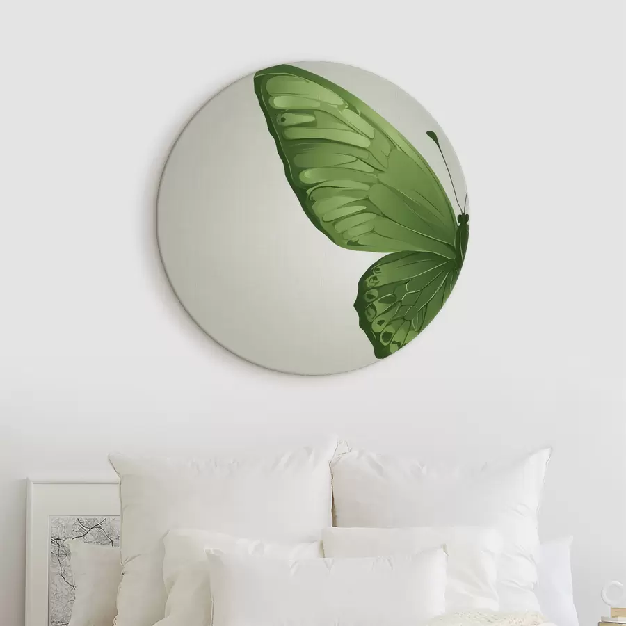 carta da parati Ala sinistra di farfalla verde su sfondo bianco nr. r40062