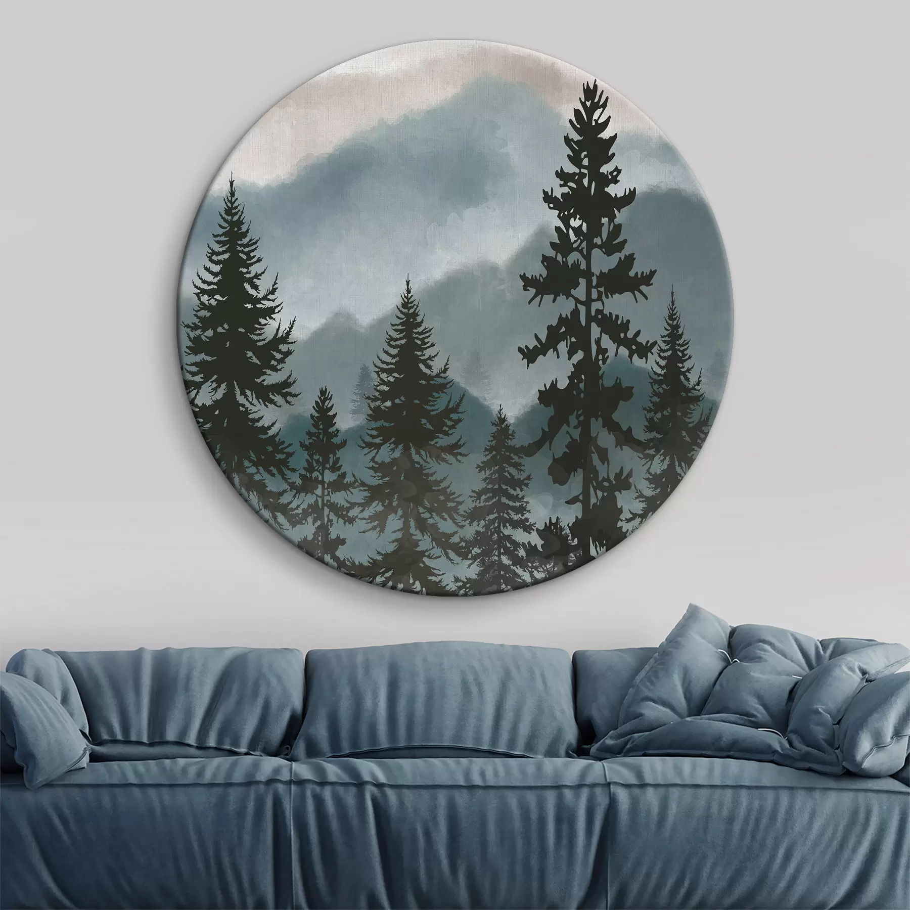 carta da parati Paesaggio montano con abeti in acquerello nr. r37017