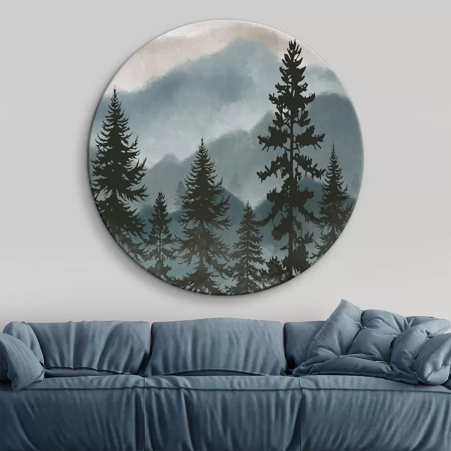 carta da parati Paesaggio montano con abeti in acquerello nr. r37017