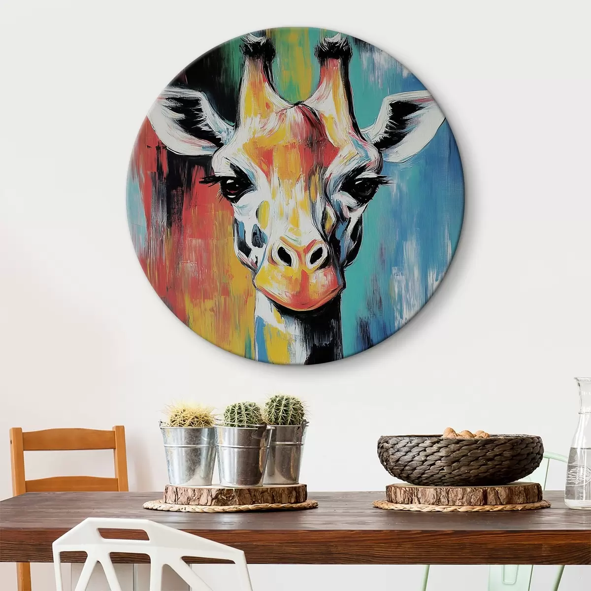 Quadri rotondi Giraffa multicolore r40349