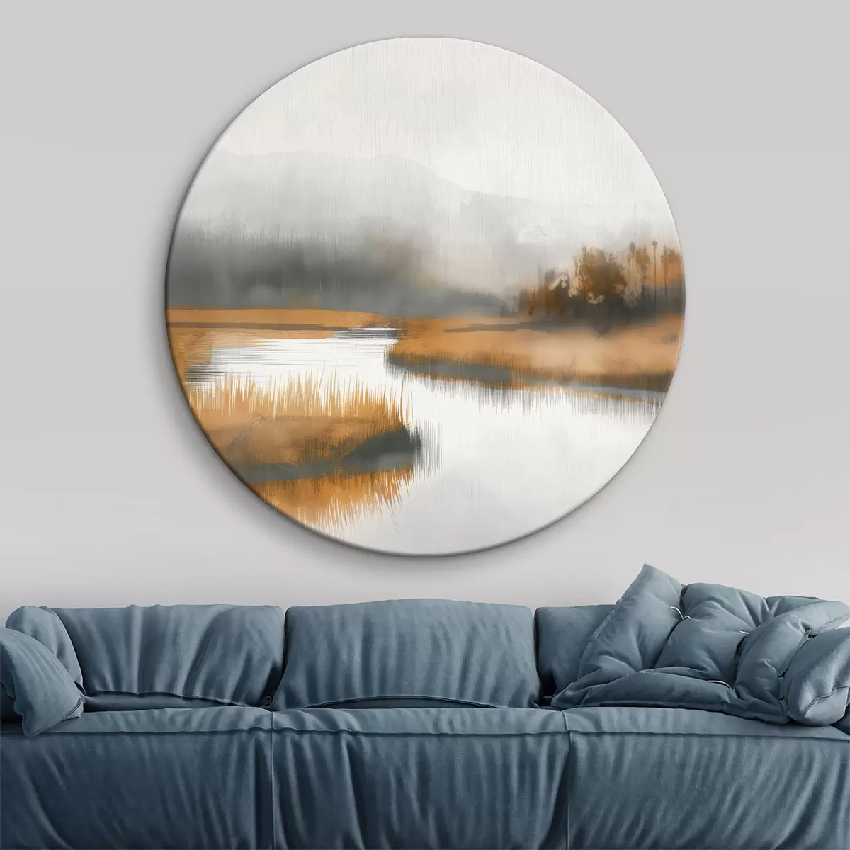 Quadri rotondi Astrazione della natura nei colori grigio-arancio r26132