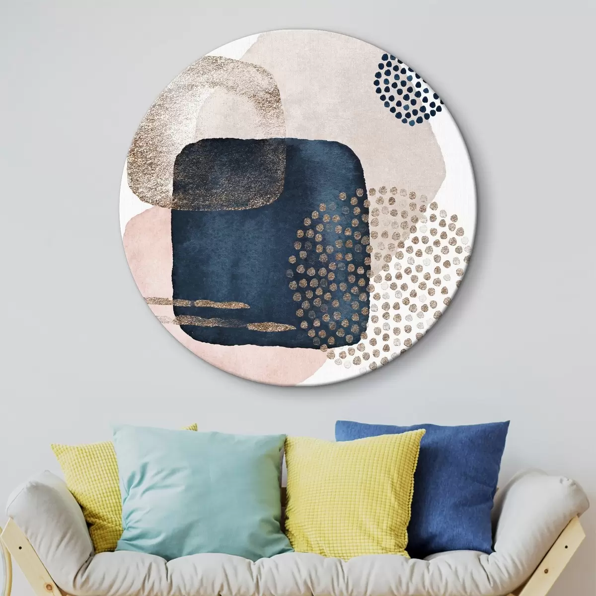 Quadri rotondi Modelli navy, blush e a pois r35989
