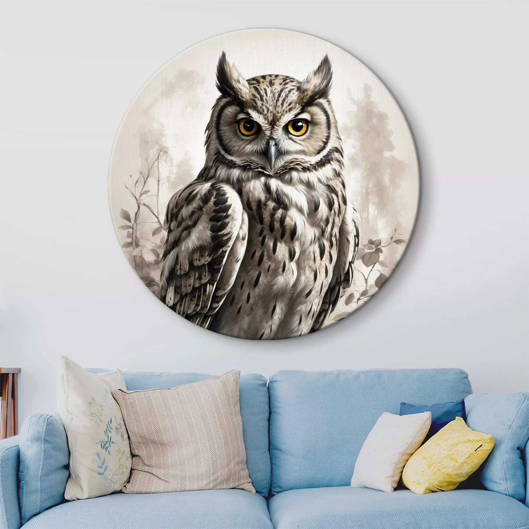 carta da parati Gufo su sfondo bianco e nero nr. r38118