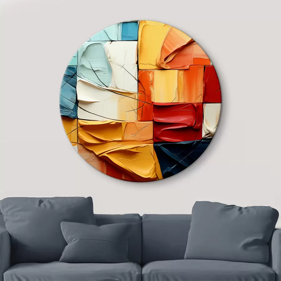 carta da parati Pezzi di vernice brillante con crepe, quadrati, pittura cubista nr. r39196