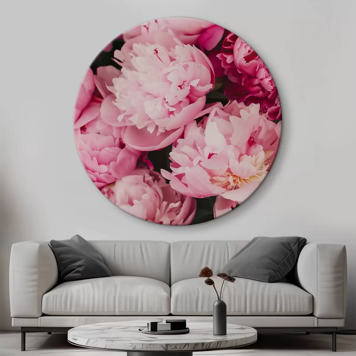 Quadri rotondi Peonie rosa r39347