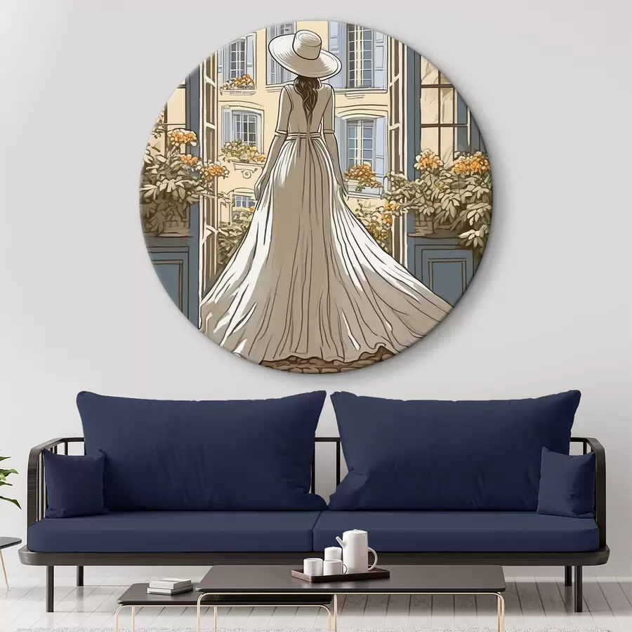 carta da parati sagoma di una ragazza in un abito bianco vicino alla finestra nr. r39479