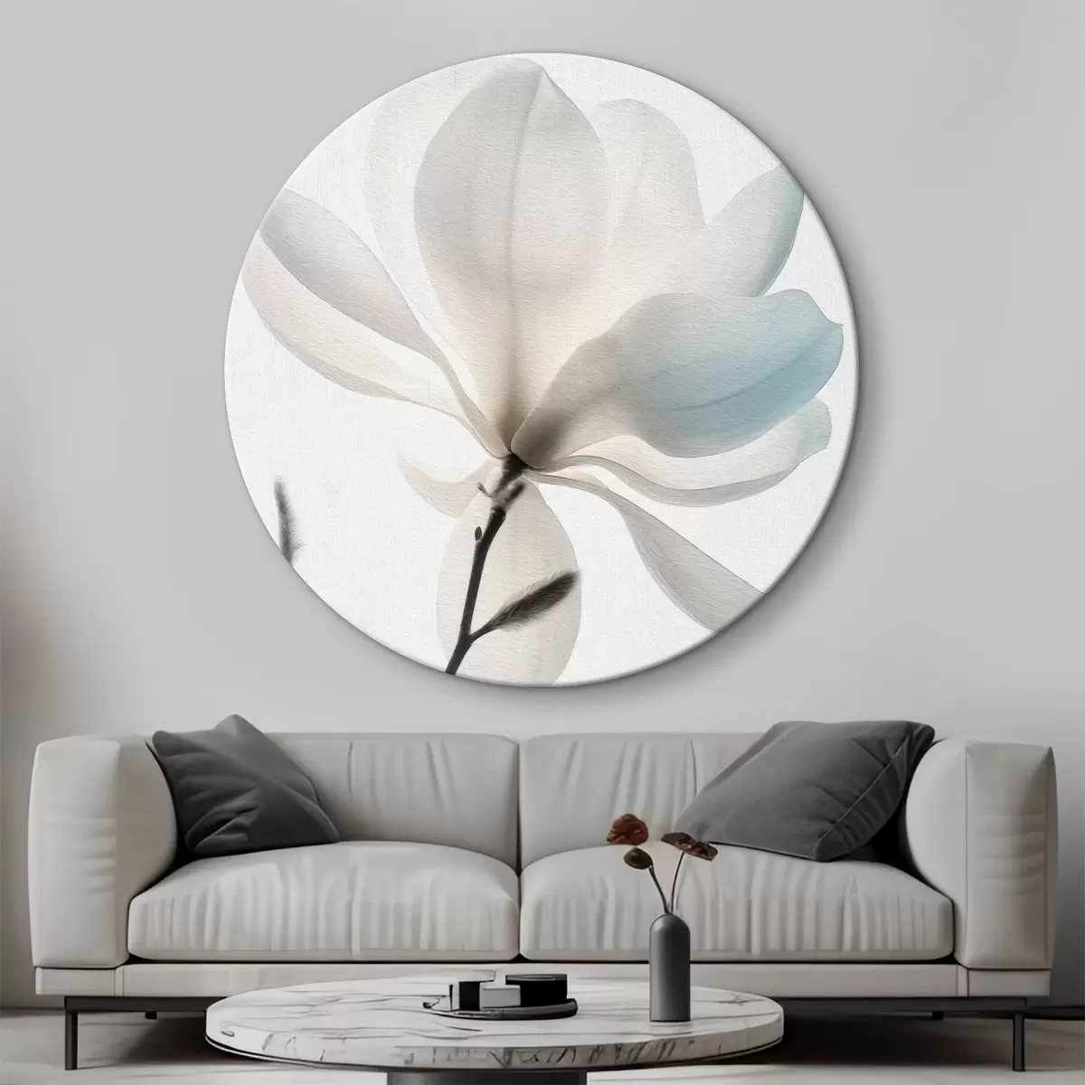 Quadri rotondi Nuova tendenza alla moda del fiore bianco della magnolia r39578