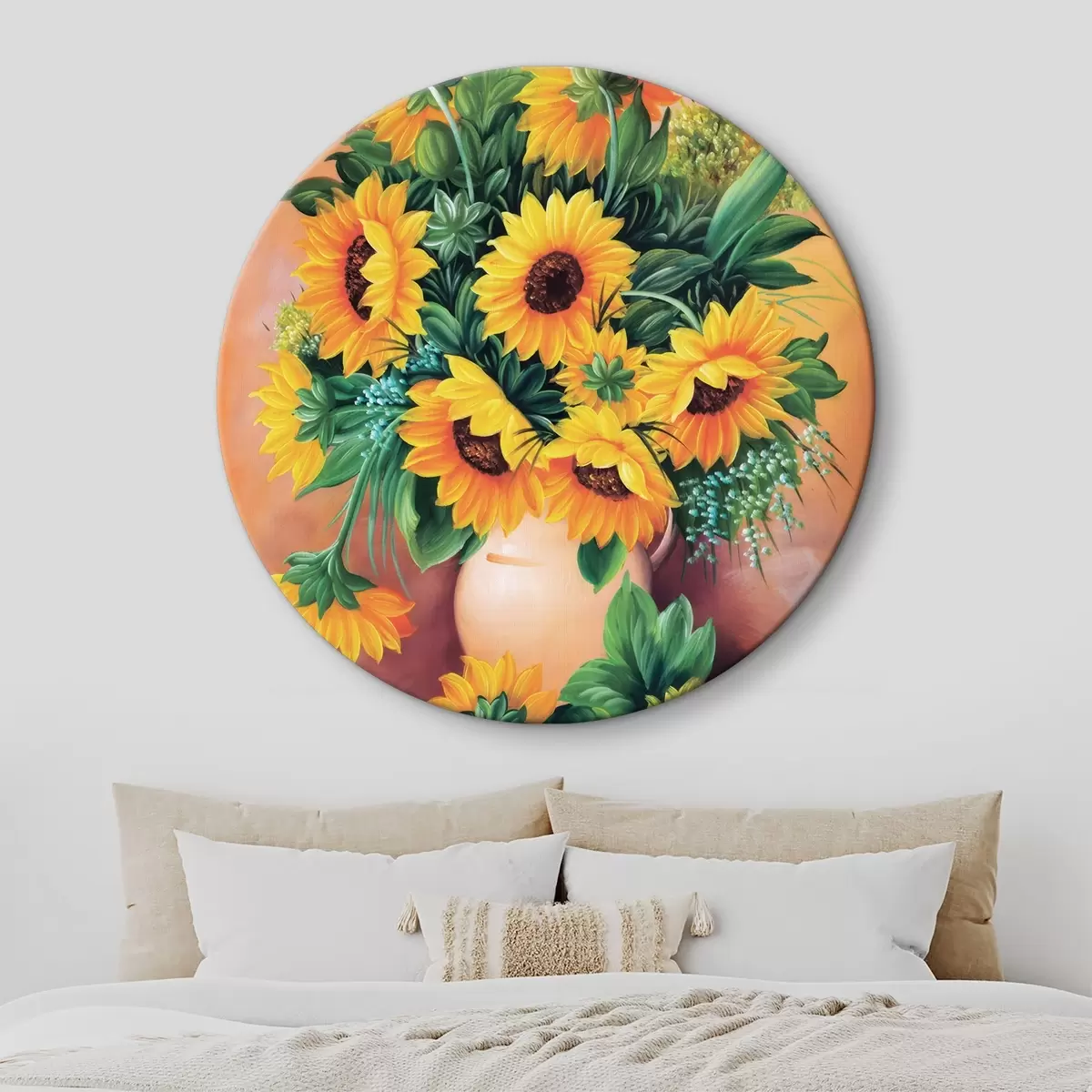 Quadri rotondi Girasoli in vaso r00860