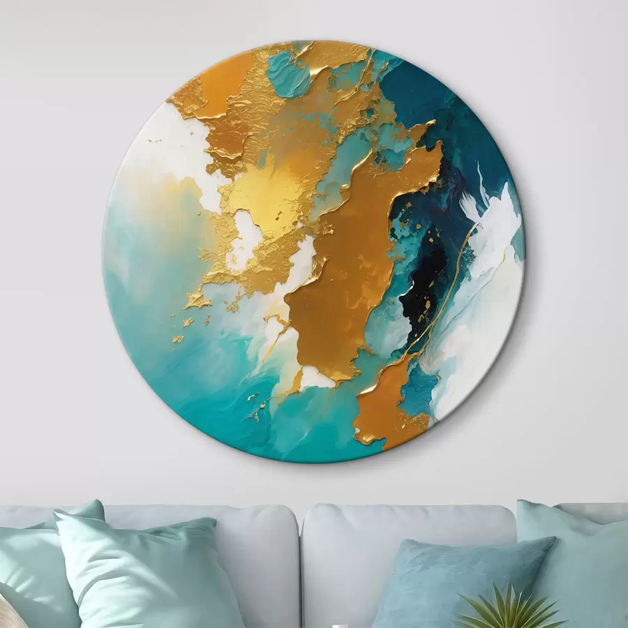 carta da parati Composizione fluida astratta di colore verde acqua e ambra nr. r35823