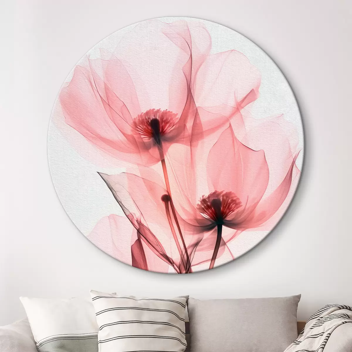 Quadri rotondi Nuova tendenza dei fiori rosa trasparenti r39574