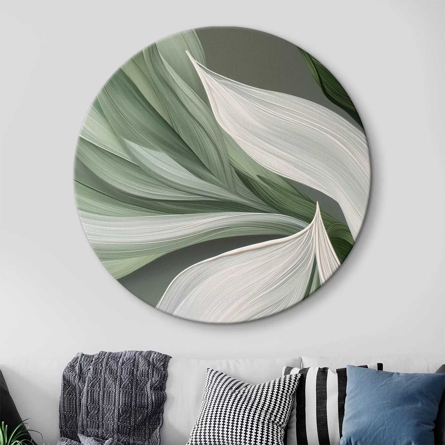 carta da parati voluminoso velo astratto nei colori bianco e verde nr. r39327