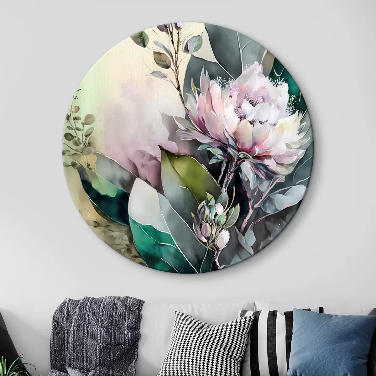 Quadri rotondi Bouquet acquerello r37552