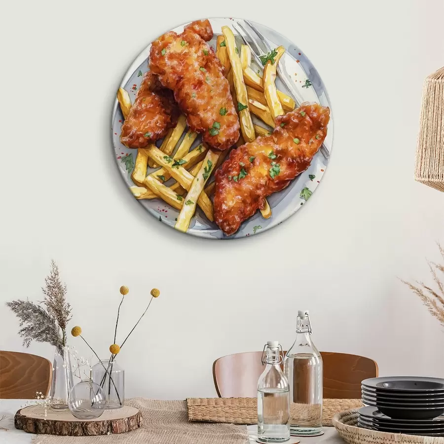carta da parati Arte alimentare ad acquerello, patatine fritte con pollo arrosto, deliziosa nr. r39708