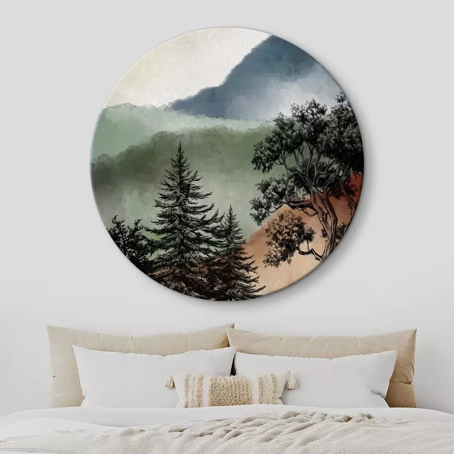 carta da parati Acquerello di montagne e alberi nr. r36604