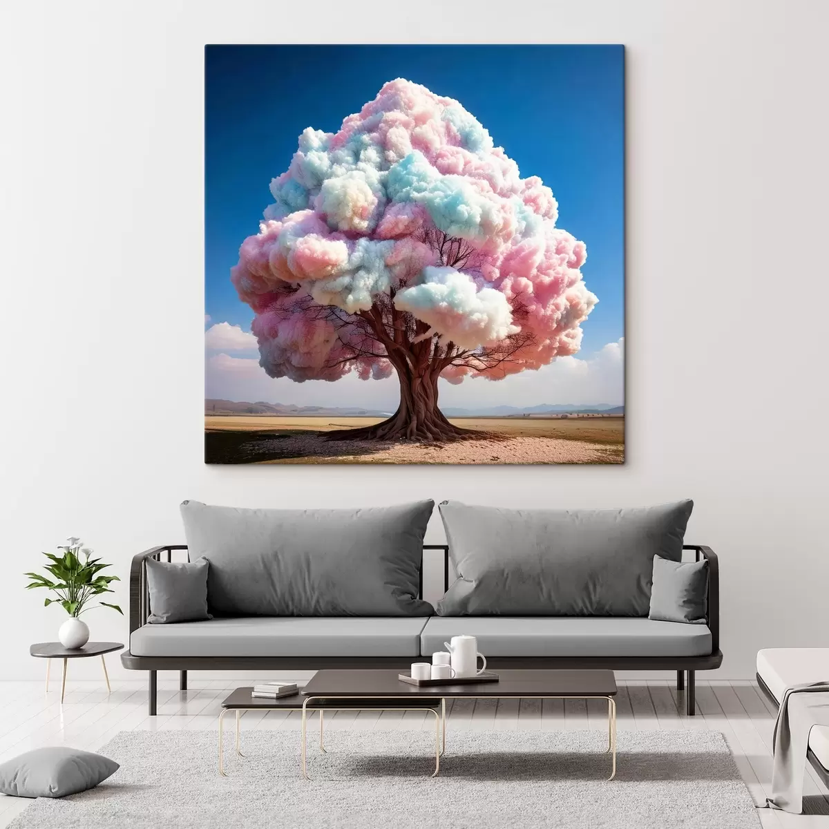 carta da parati albero di zucchero filato rosa e blu nr. s41992