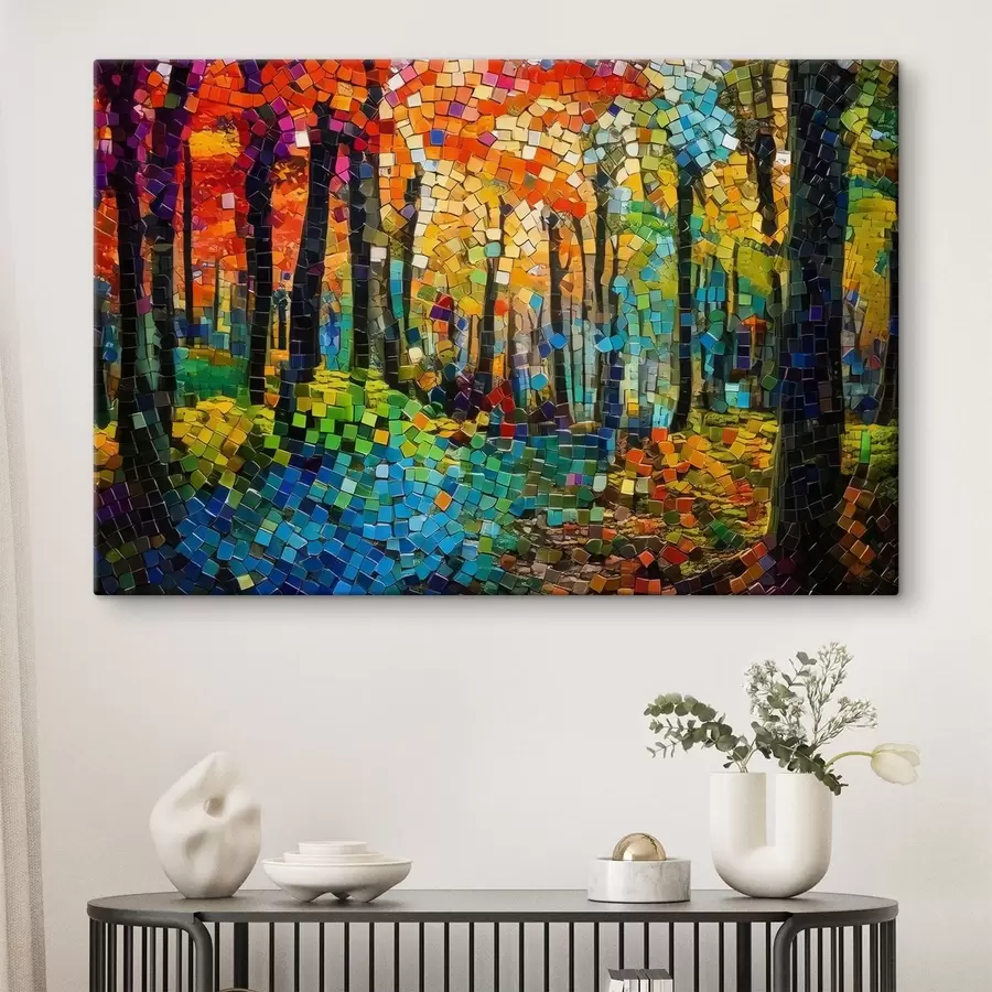 carta da parati foresta fatta di piccole tessere di mosaico nr. s41995