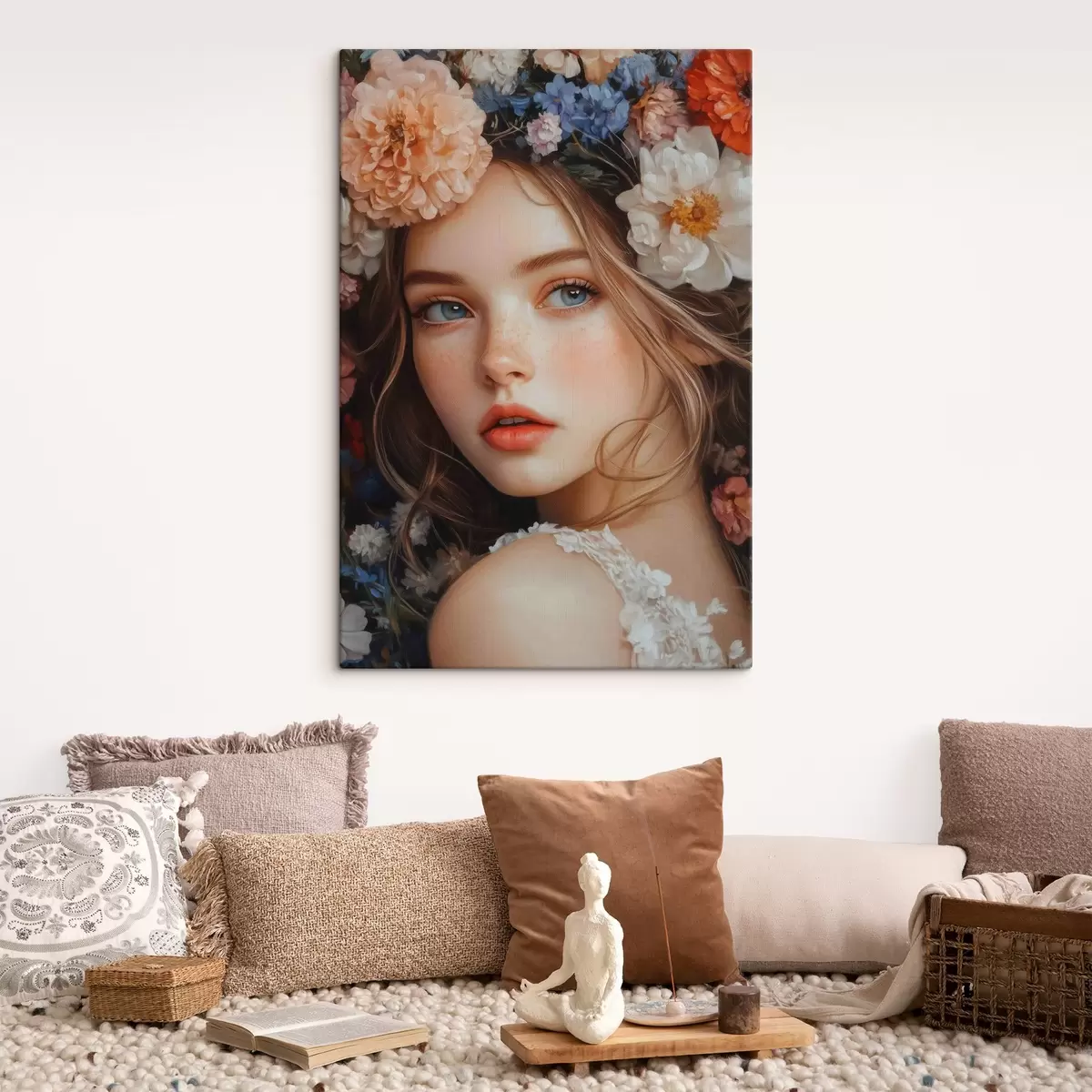 carta da parati ragazza con fiori nei capelli nr. s42000