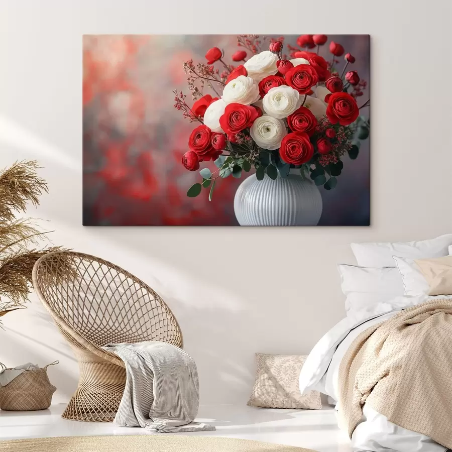 carta da parati bouquet bianco e rosso nr. s42016