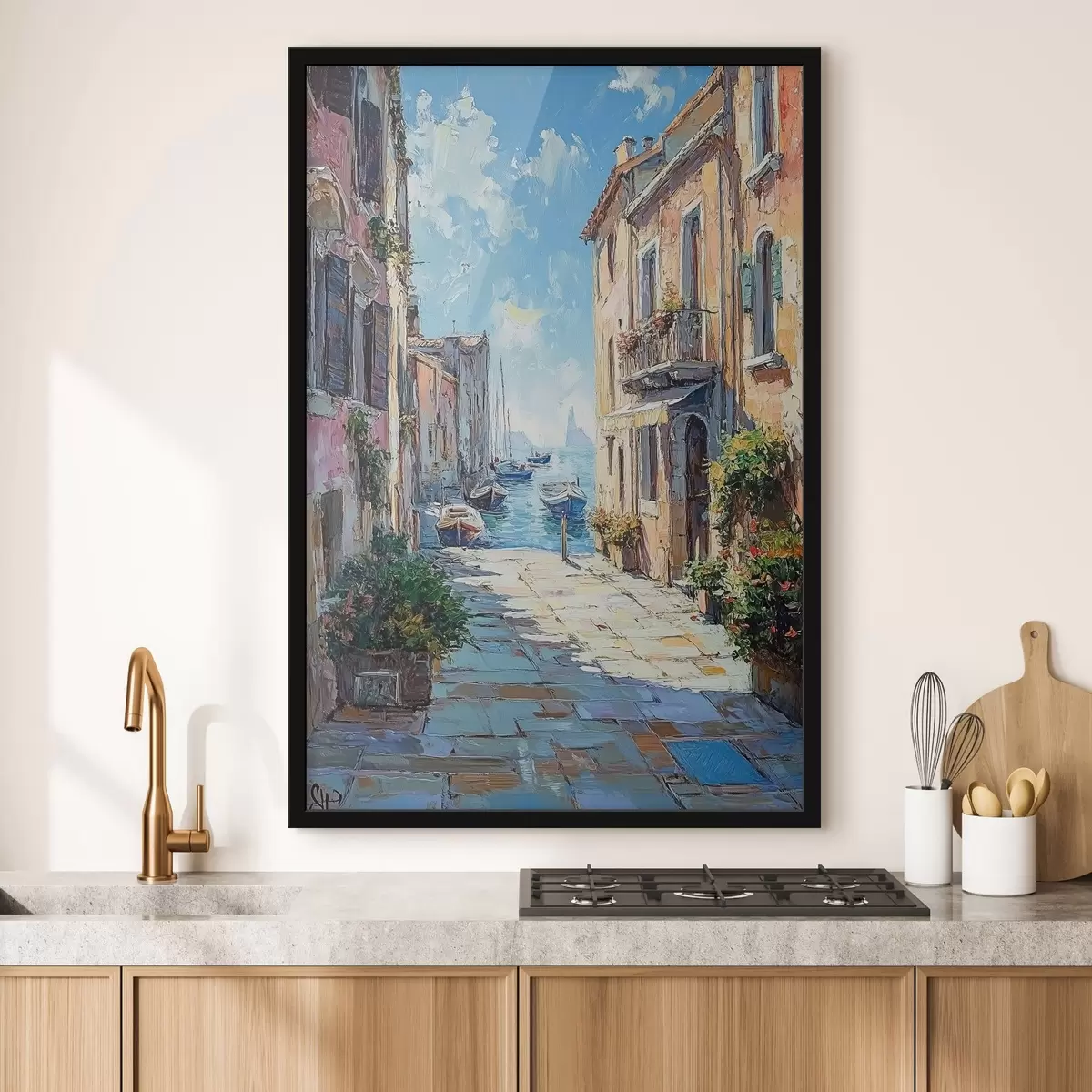 Poster Strada di Venezia nello stile della pittura a olio f42003