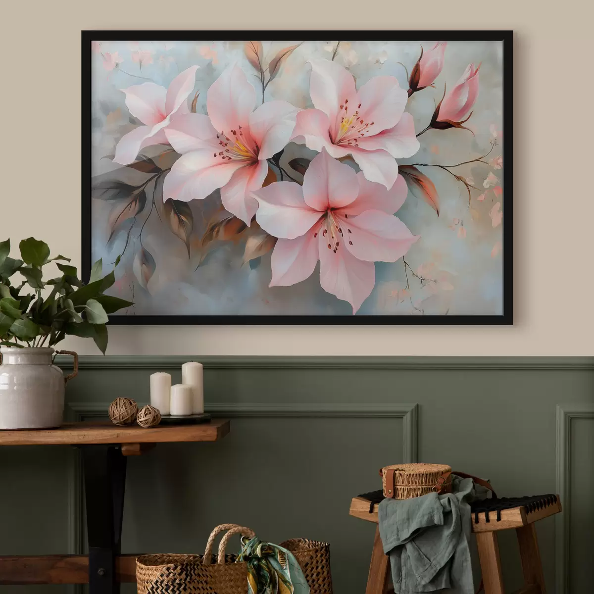 Poster delicati fiori rosa f42010