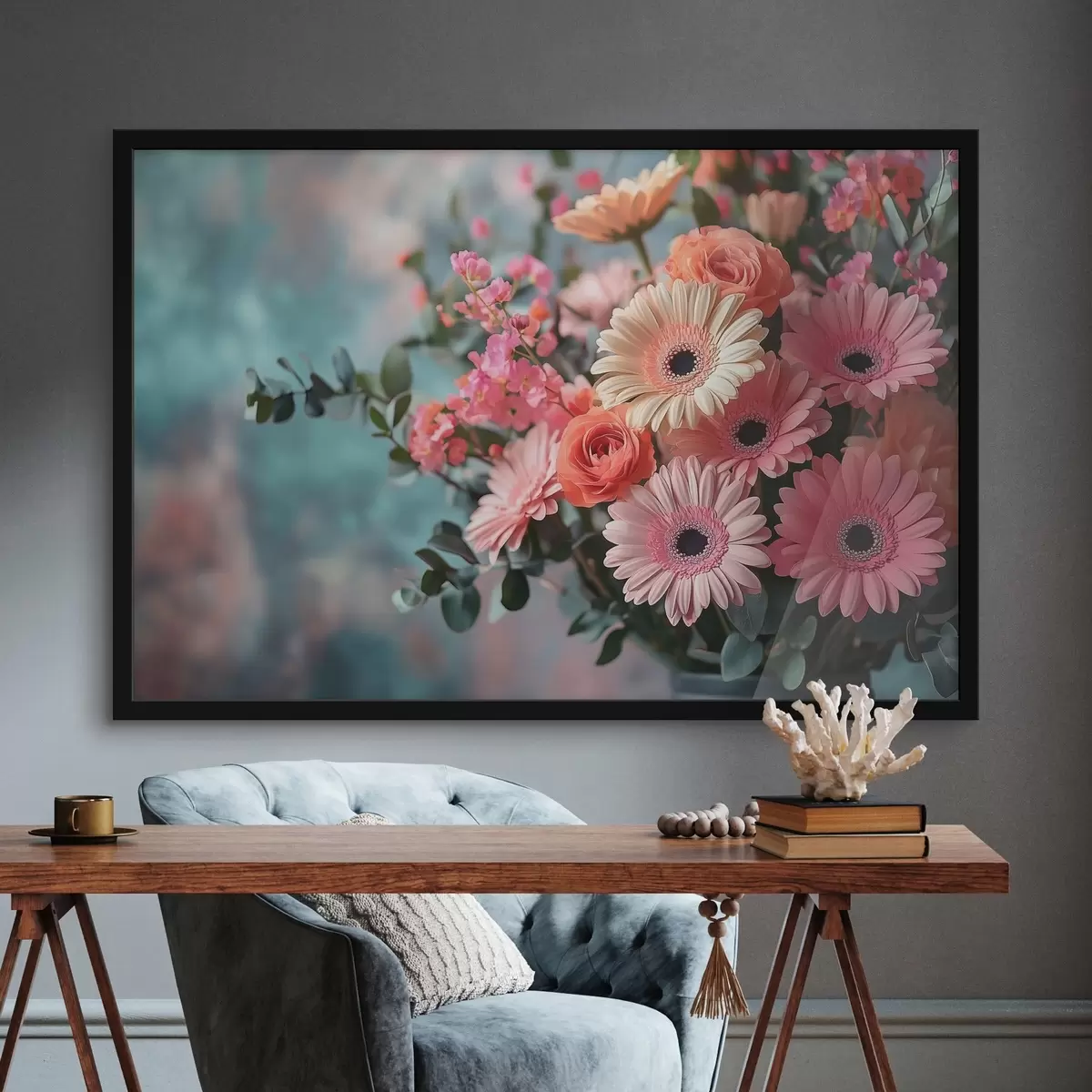 Poster bouquet di fiori rosa f42014