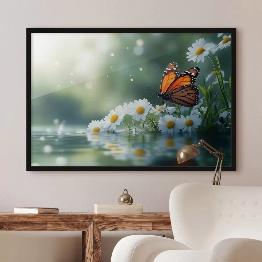 carta da parati farfalla su margherite nr. f42017