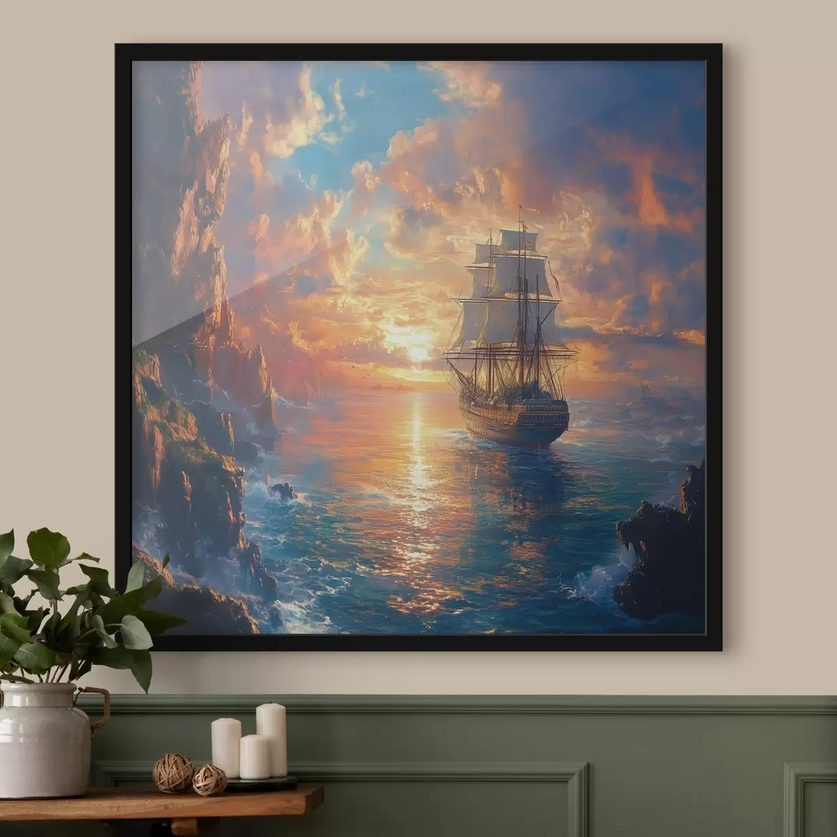 Poster nave sul mare f42024