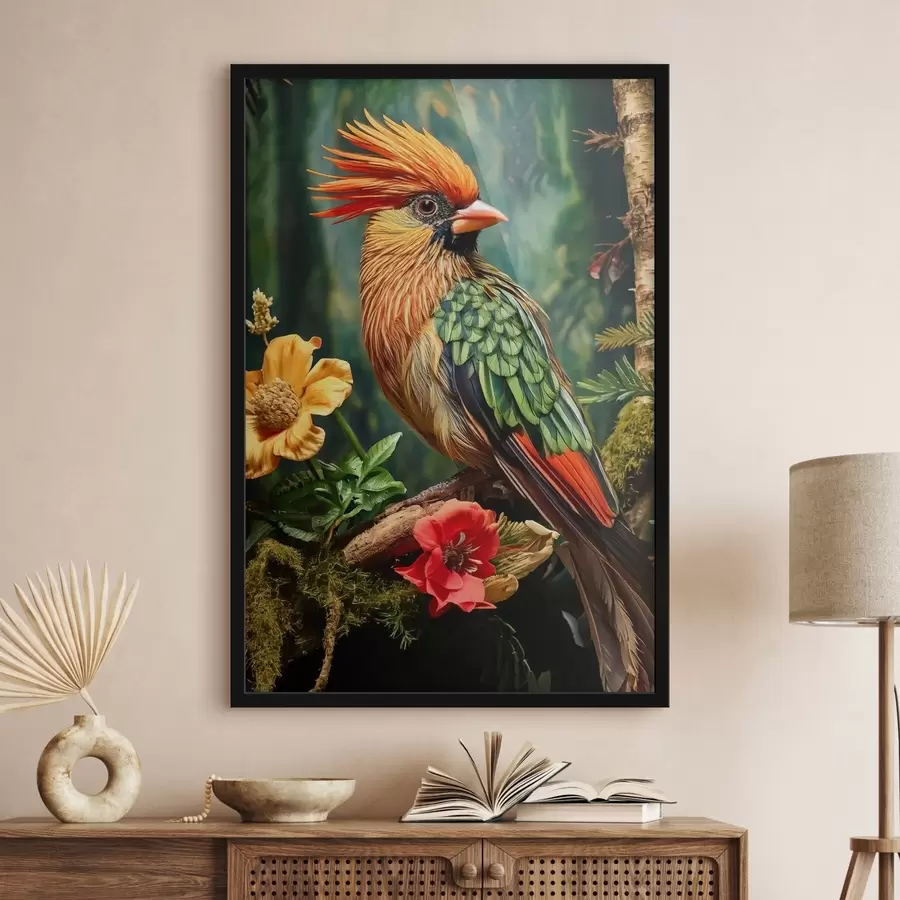 carta da parati un uccello luminoso su un ramo nr. f42028