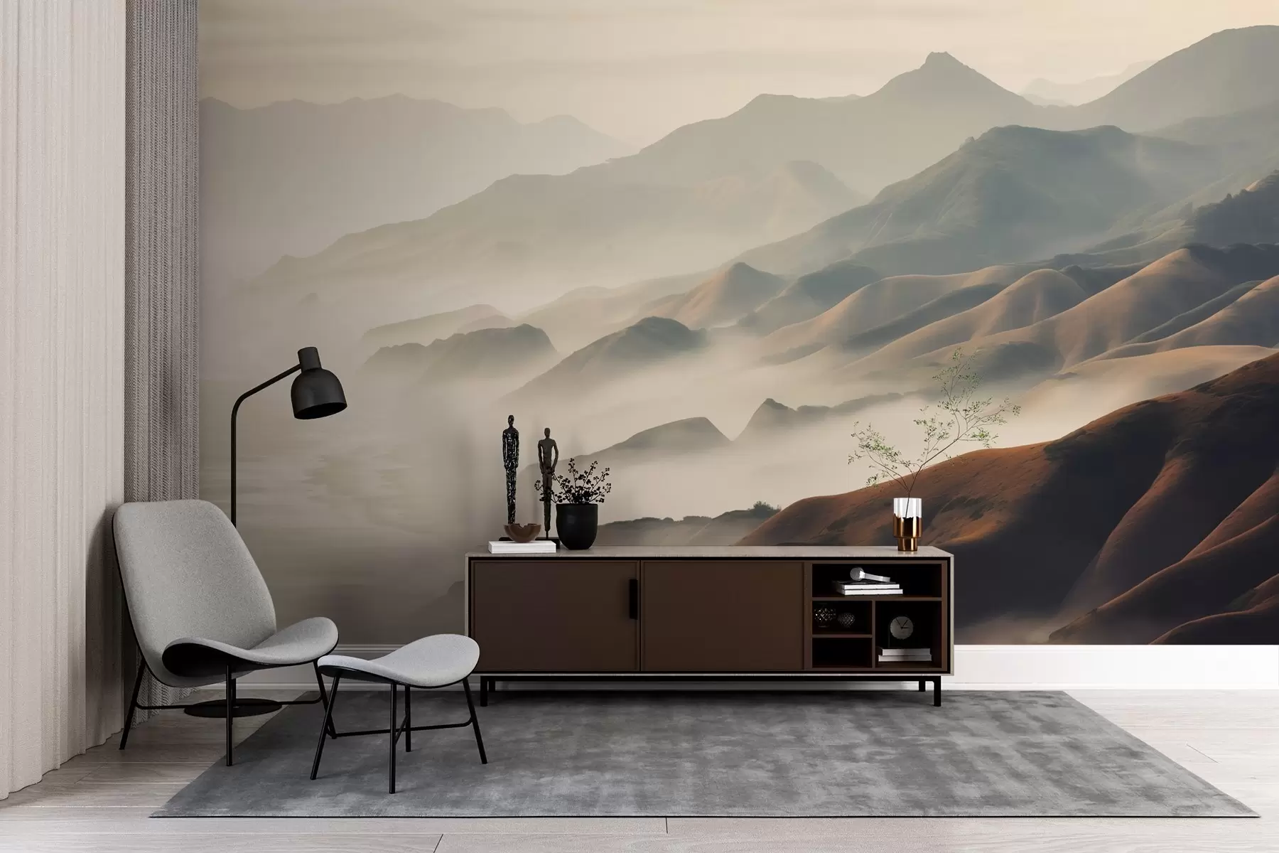 Carta da parati nature Montagne nella nebbia 