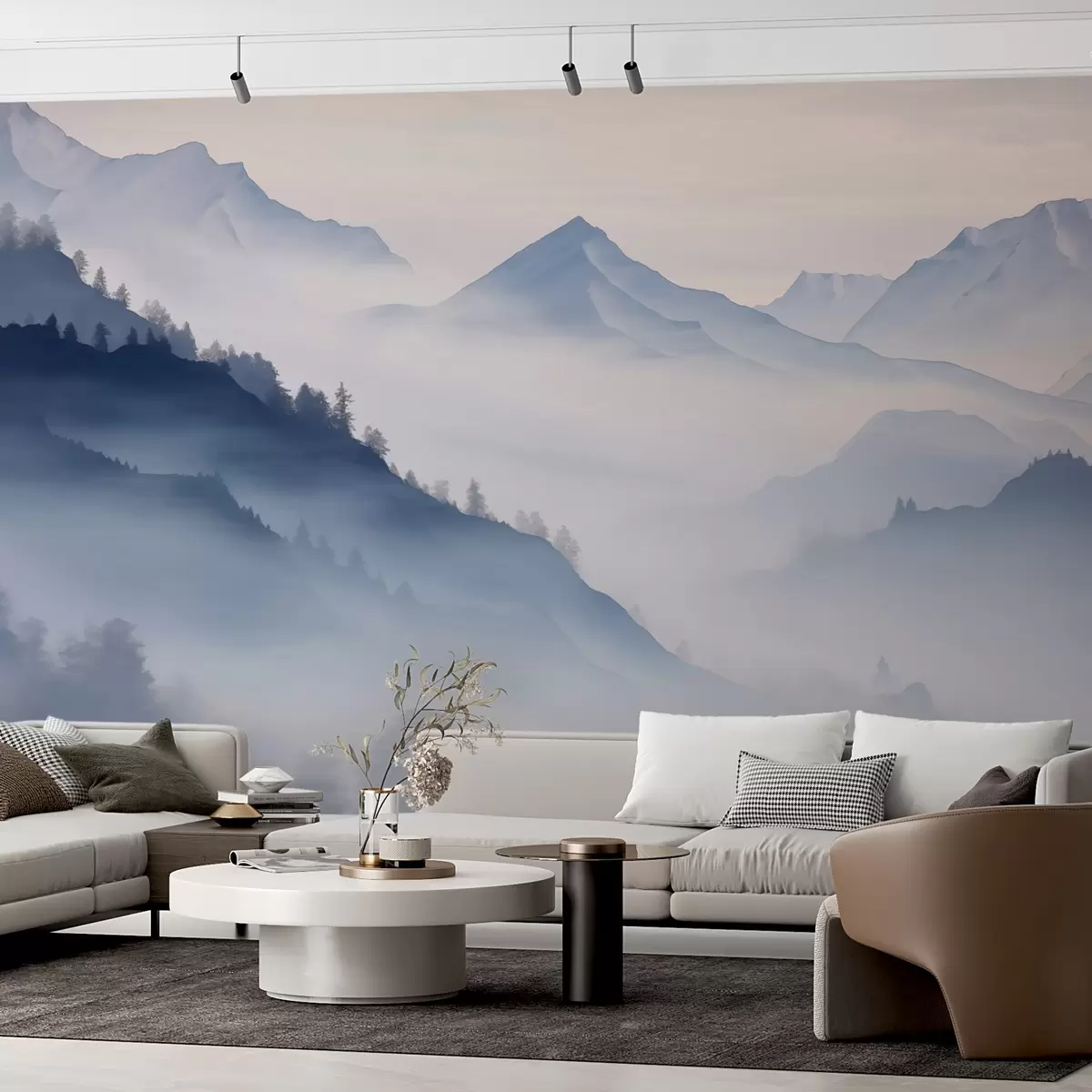 carta da parati Pendii di montagna, sfumature di blu nr. w02437