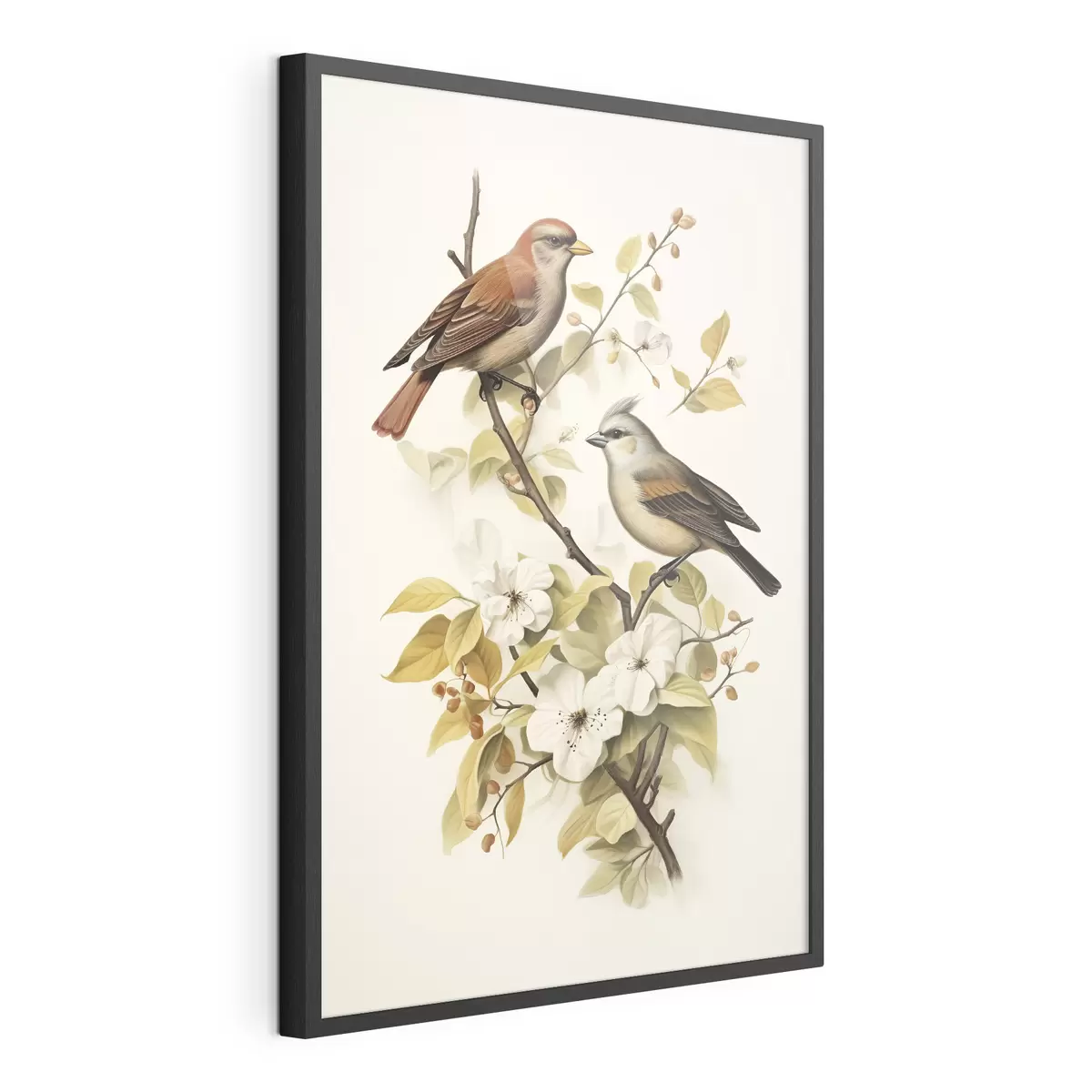 Poster Uccelli su un ramo in stile vintage f42035