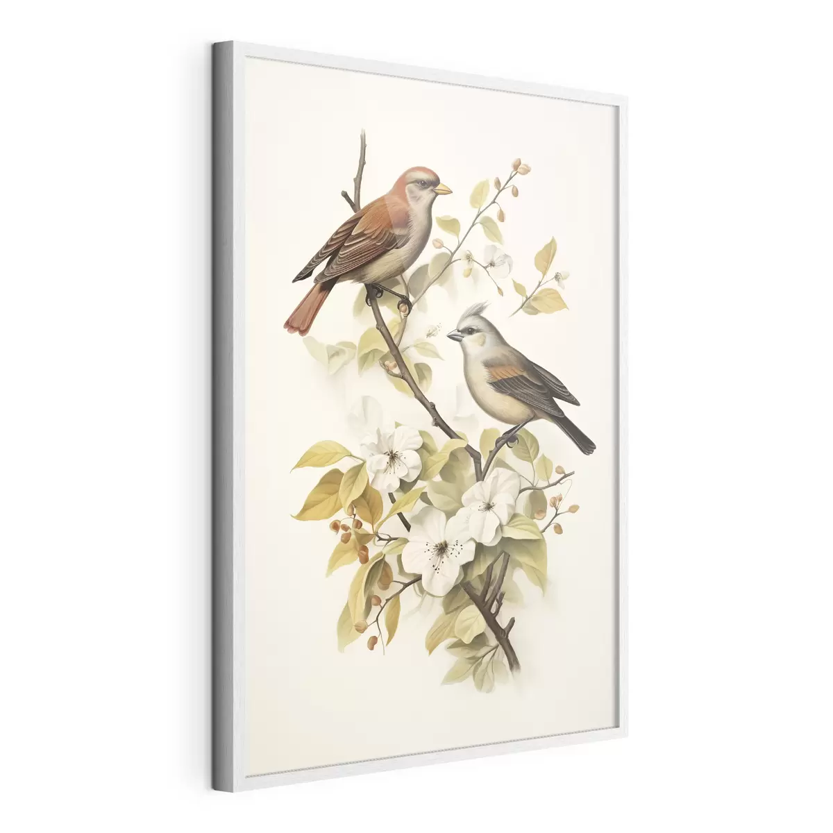 Poster Uccelli su un ramo in stile vintage f42035