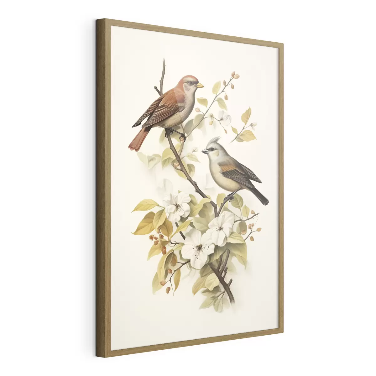 Poster Uccelli su un ramo in stile vintage f42035