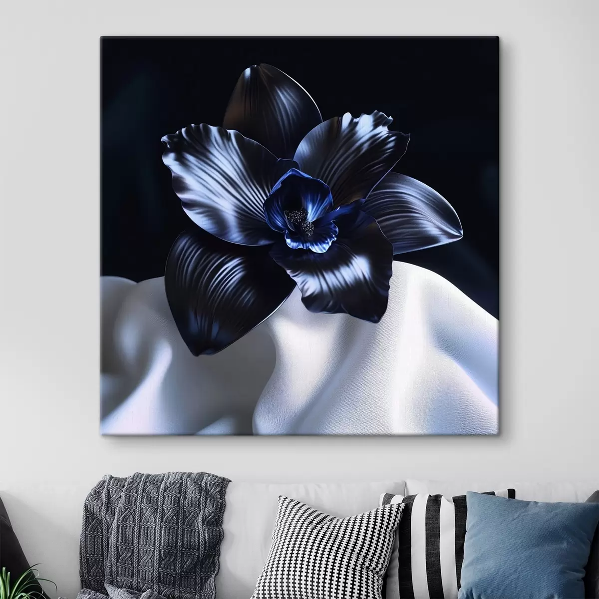 carta da parati Un'orchidea nera su uno sfondo di seta nr. s41976