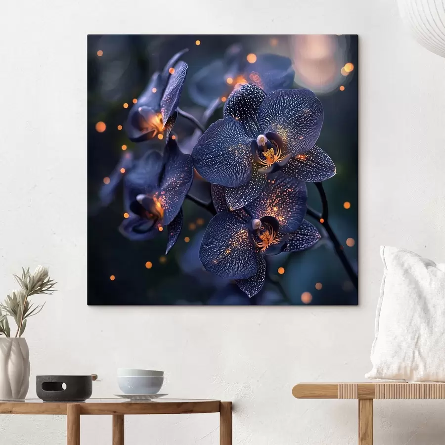carta da parati Una magica orchidea blu scuro con accenti gialli nr. s41979