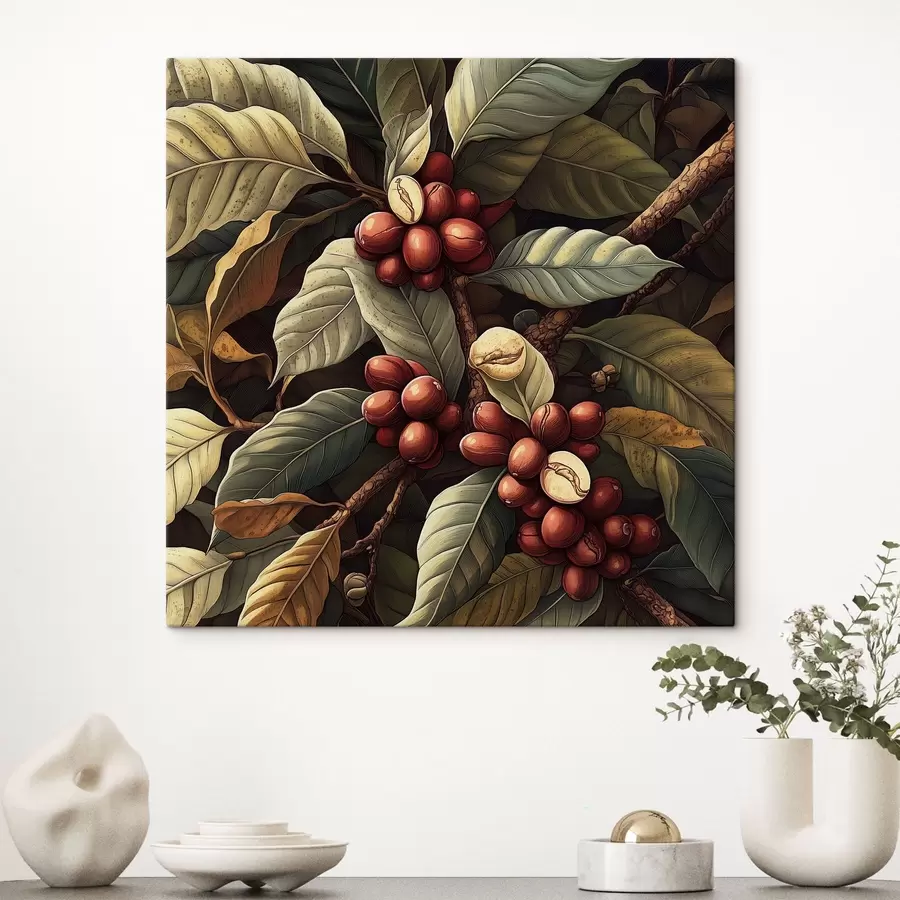 carta da parati Un albero di caffè con frutti e foglie nr. s41980