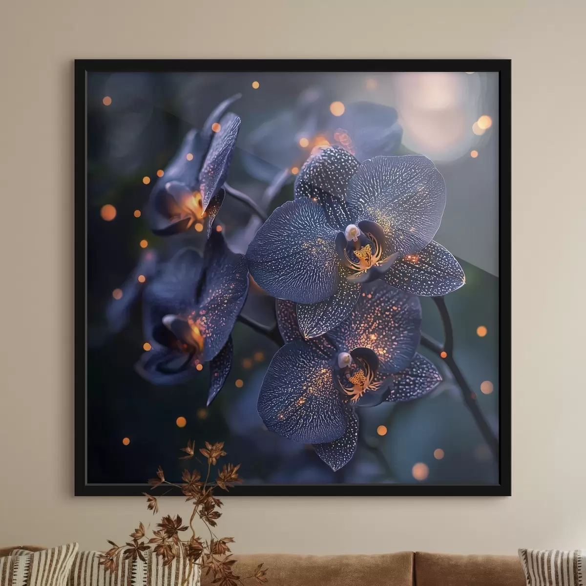 Poster Una magica orchidea blu scuro con accenti gialli f41979