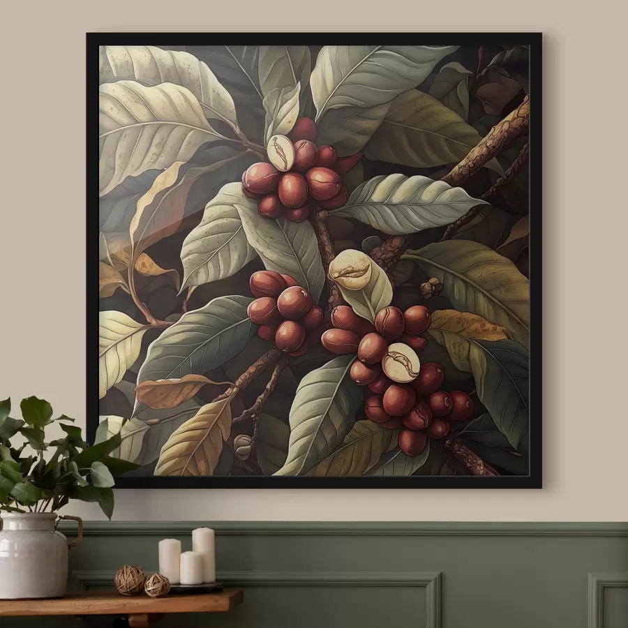 carta da parati Un albero di caffè con frutti e foglie nr. f41980