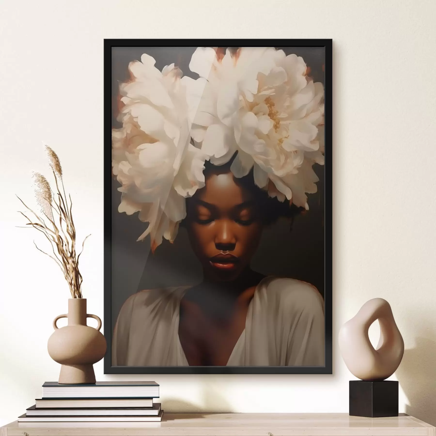 carta da parati Ragazza modella e fiori tra i capelli nr. f41799