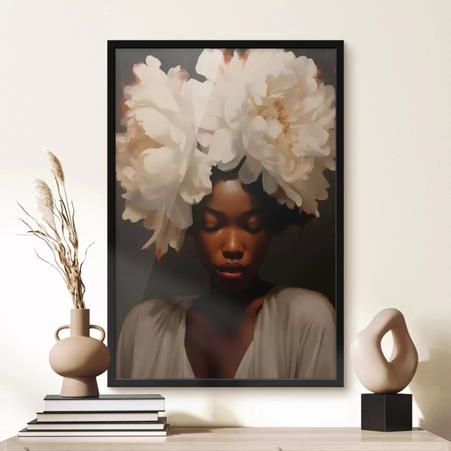 carta da parati Ragazza modella e fiori tra i capelli nr. f41799