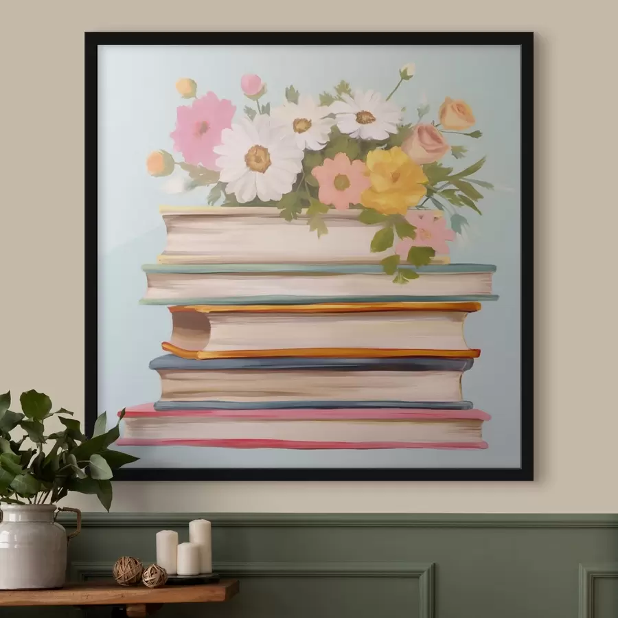 carta da parati Libri e fiori nr. f41803