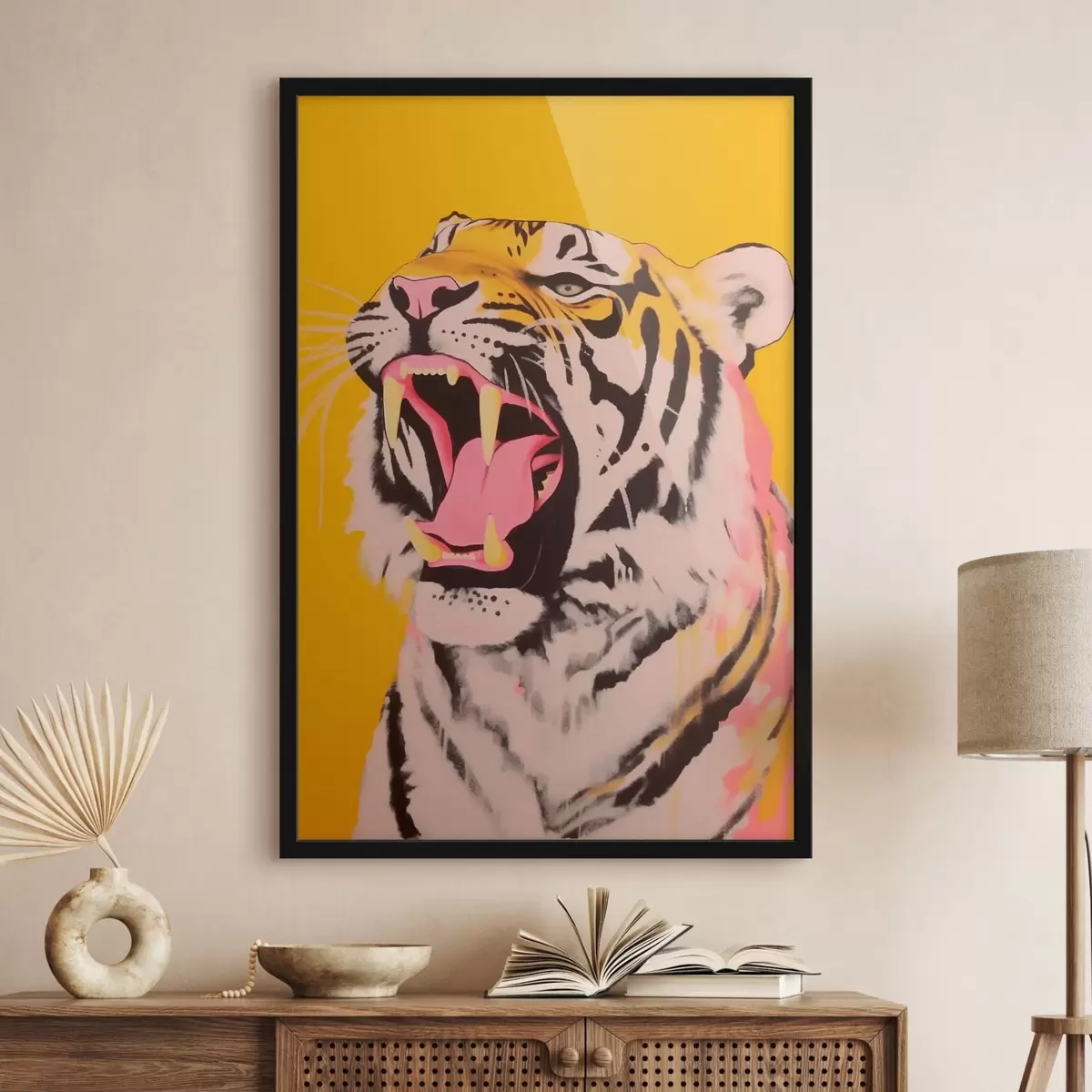 Poster Tigre su sfondo giallo f41804