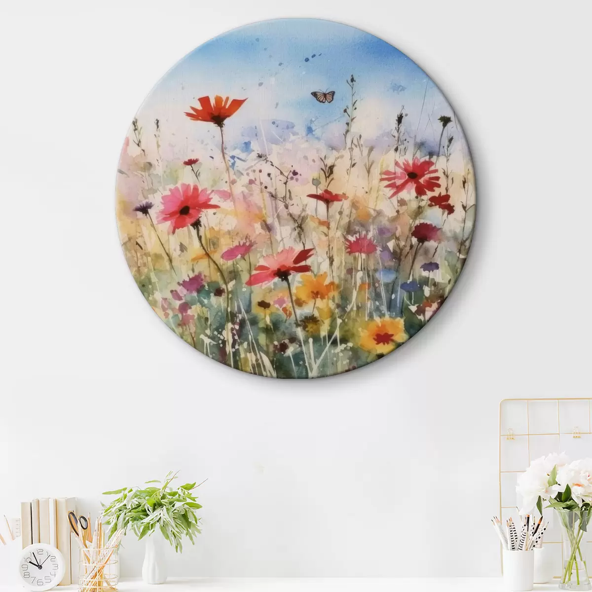 Quadri rotondi Fiore, cielo e pianta r33668