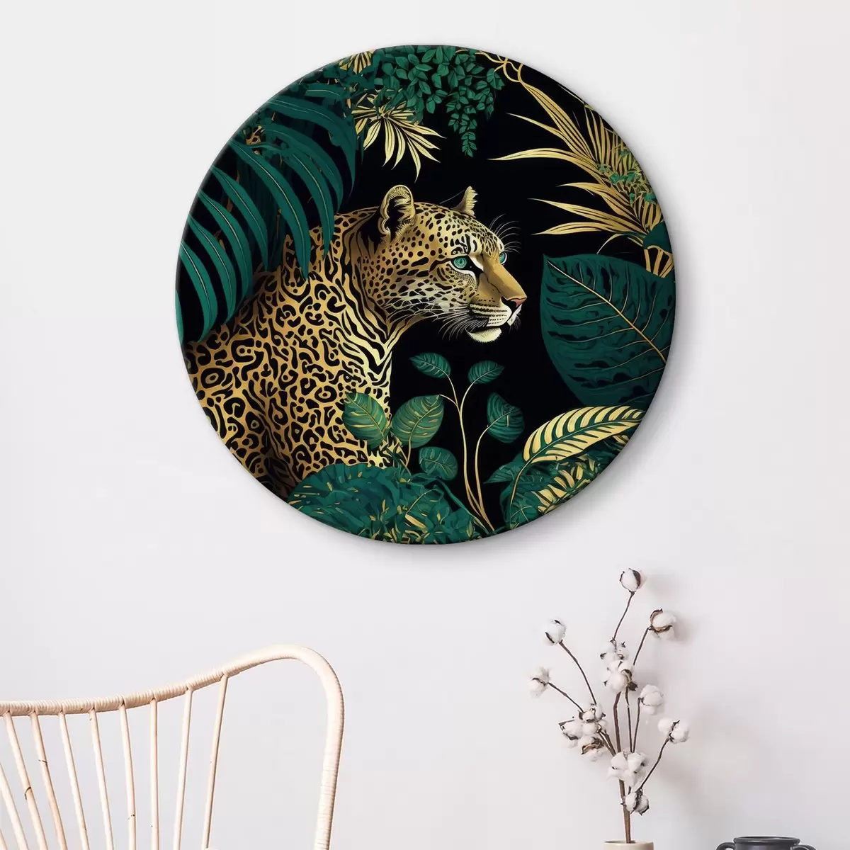 Quadri rotondi Pianta, felino e organismo r33932