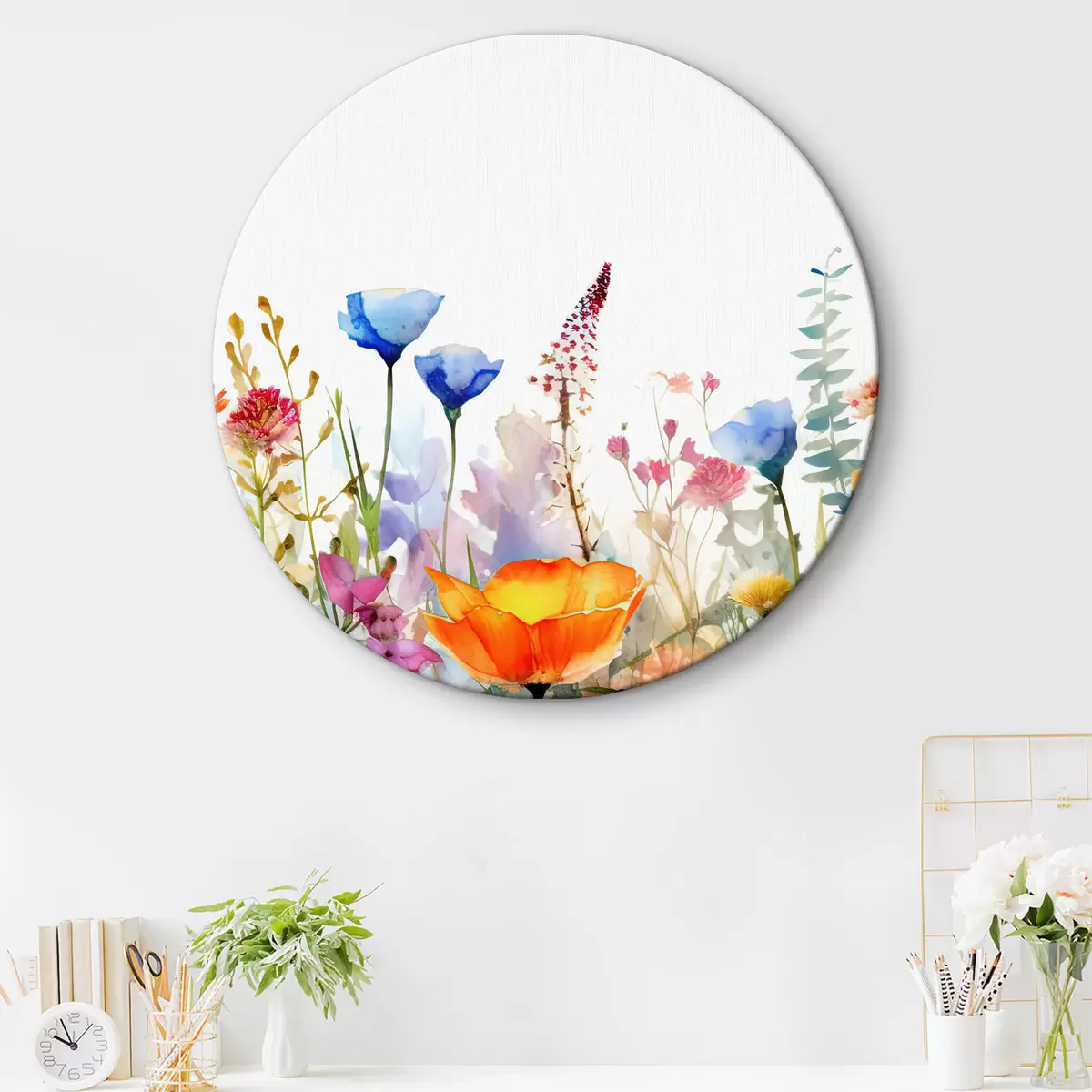 Quadri rotondi Fiore, pianta e cielo r34157