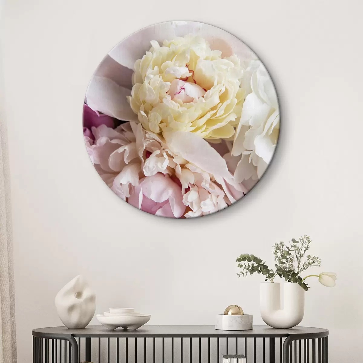 Quadri rotondi Fiore, bianco e petalo r35245