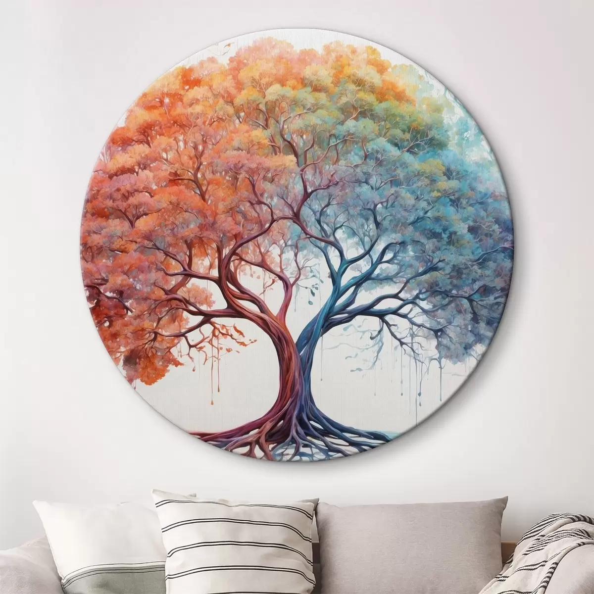 Quadri rotondi Fantastico albero con diverso spettro di colori r36444